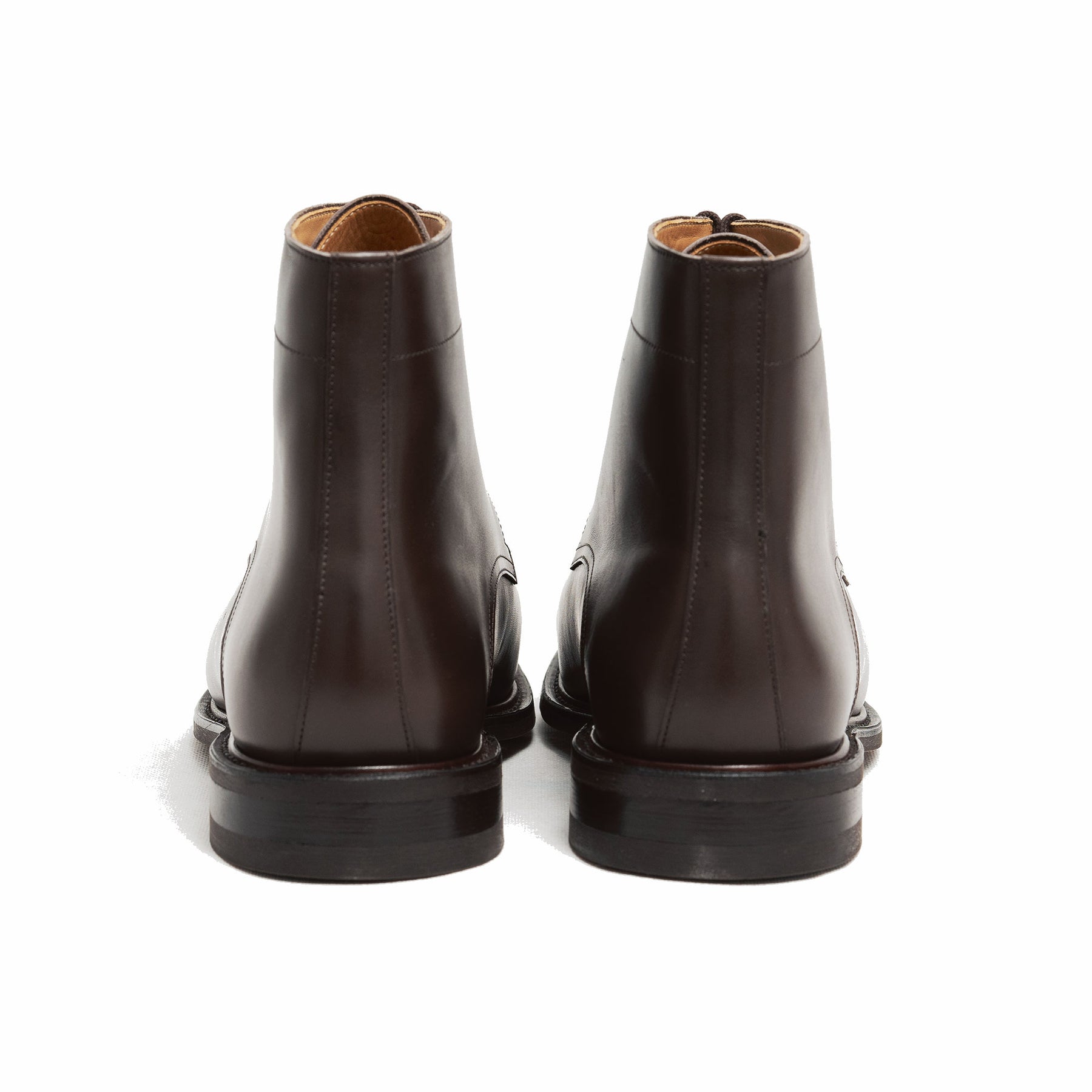 Brown leather boots for men with studded rubber sole