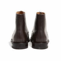 Brown leather boots for men with studded rubber sole