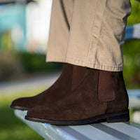 Elevate your smart casual outfit with suede chelsea boots. Crafted in Portugal by Artisan.