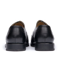 Black brogues shoes with stacked leather heel and rubber injection