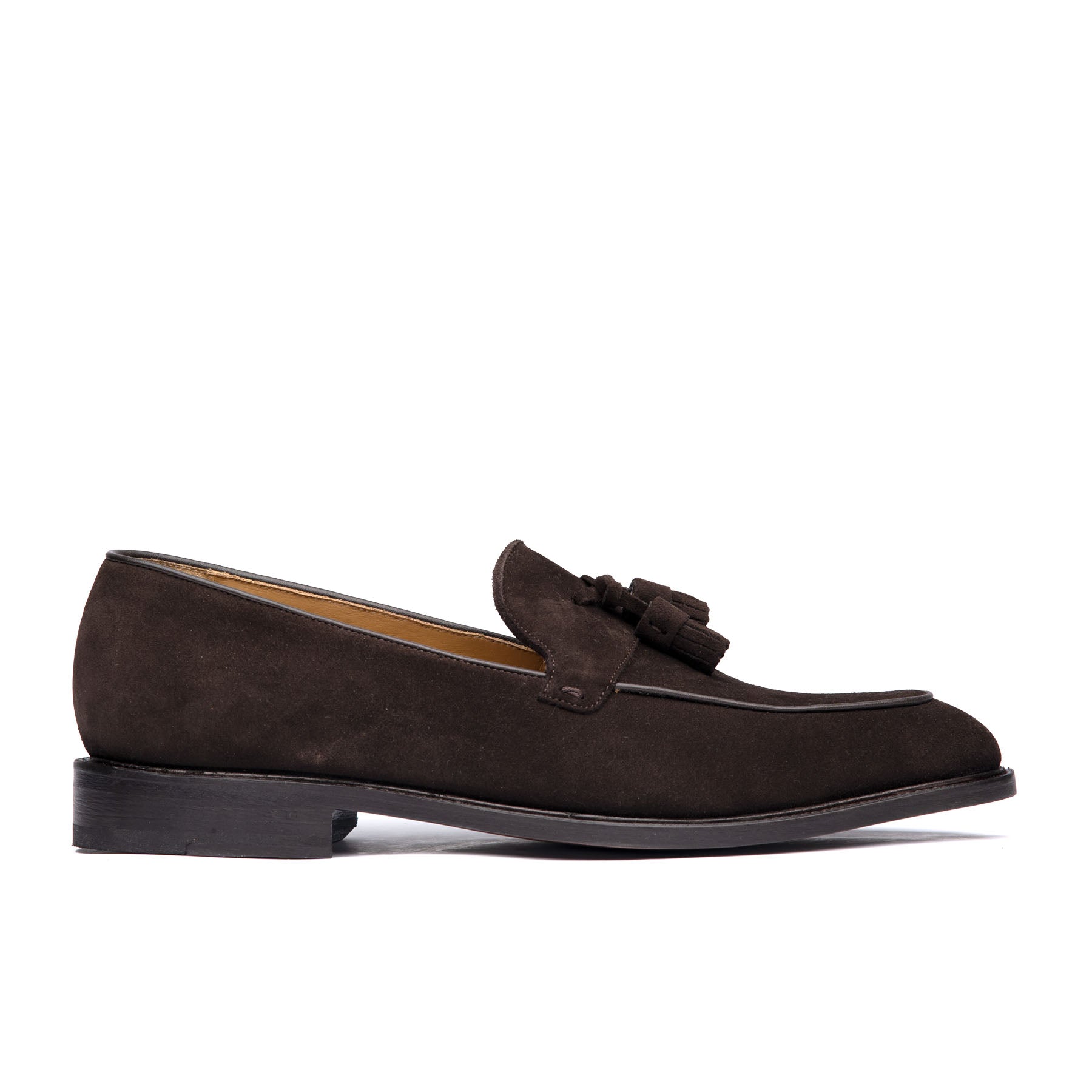 Brown suede tassel loafers made in Portugal for both formal and casual outfits