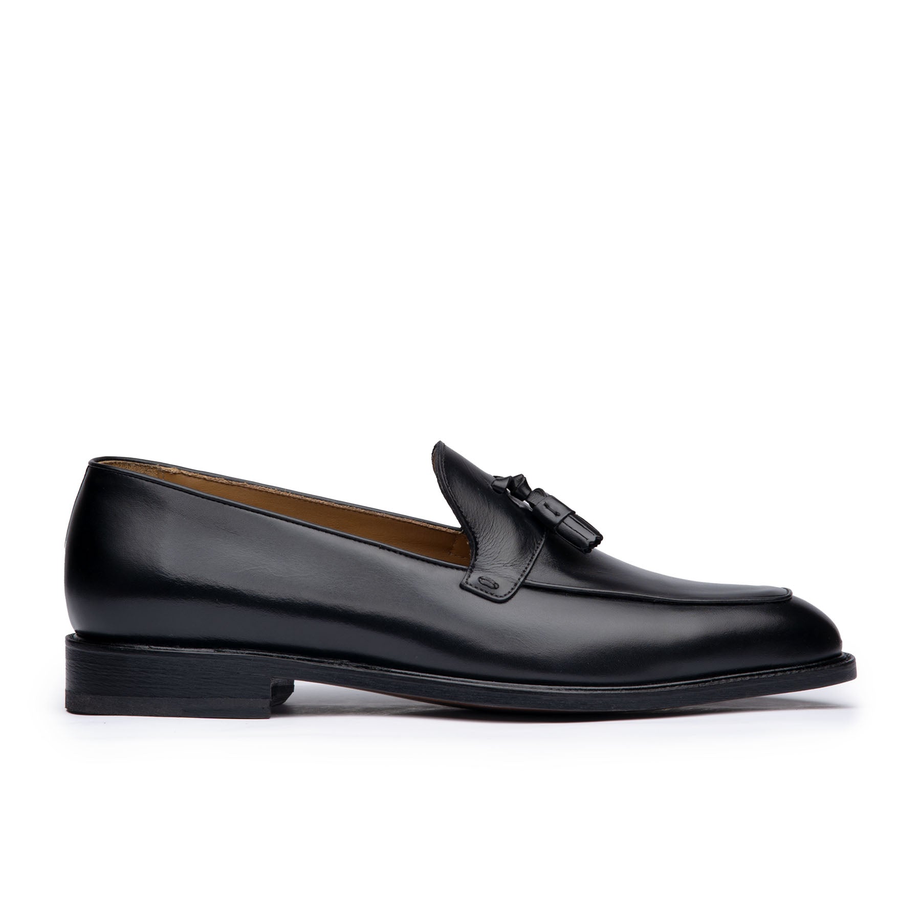 Black tassel loafer crafted by Artisan using full grain calfskin leather