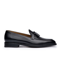 Black tassel loafer crafted by Artisan using full grain calfskin leather