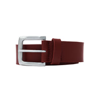 Artisan-made 38mm leather belts for men in deep burgundy. The essential item for casual trousers.