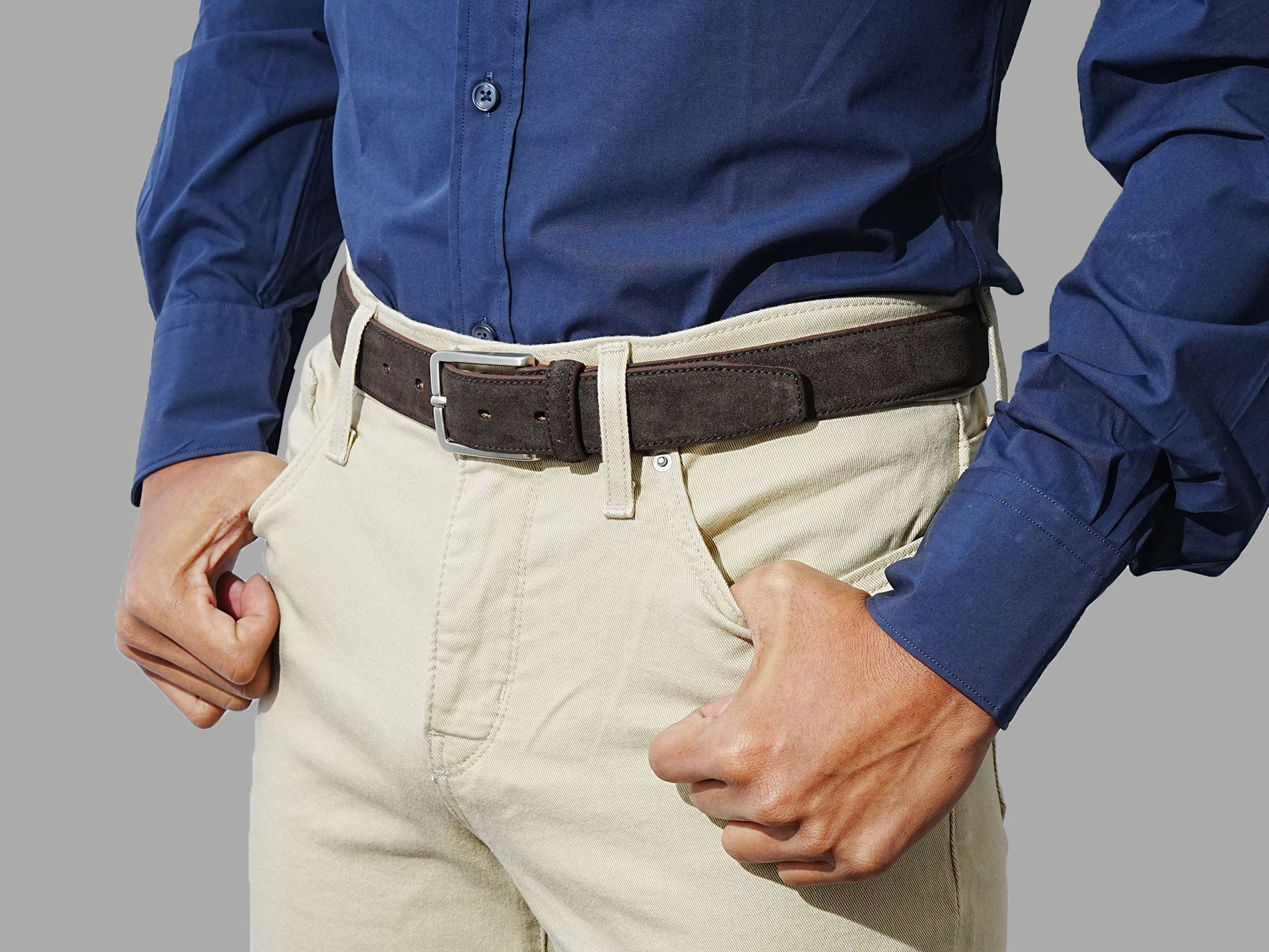 Buy classic men's dress belt. Crafted from calfskin suede for a sleek look with your suit.