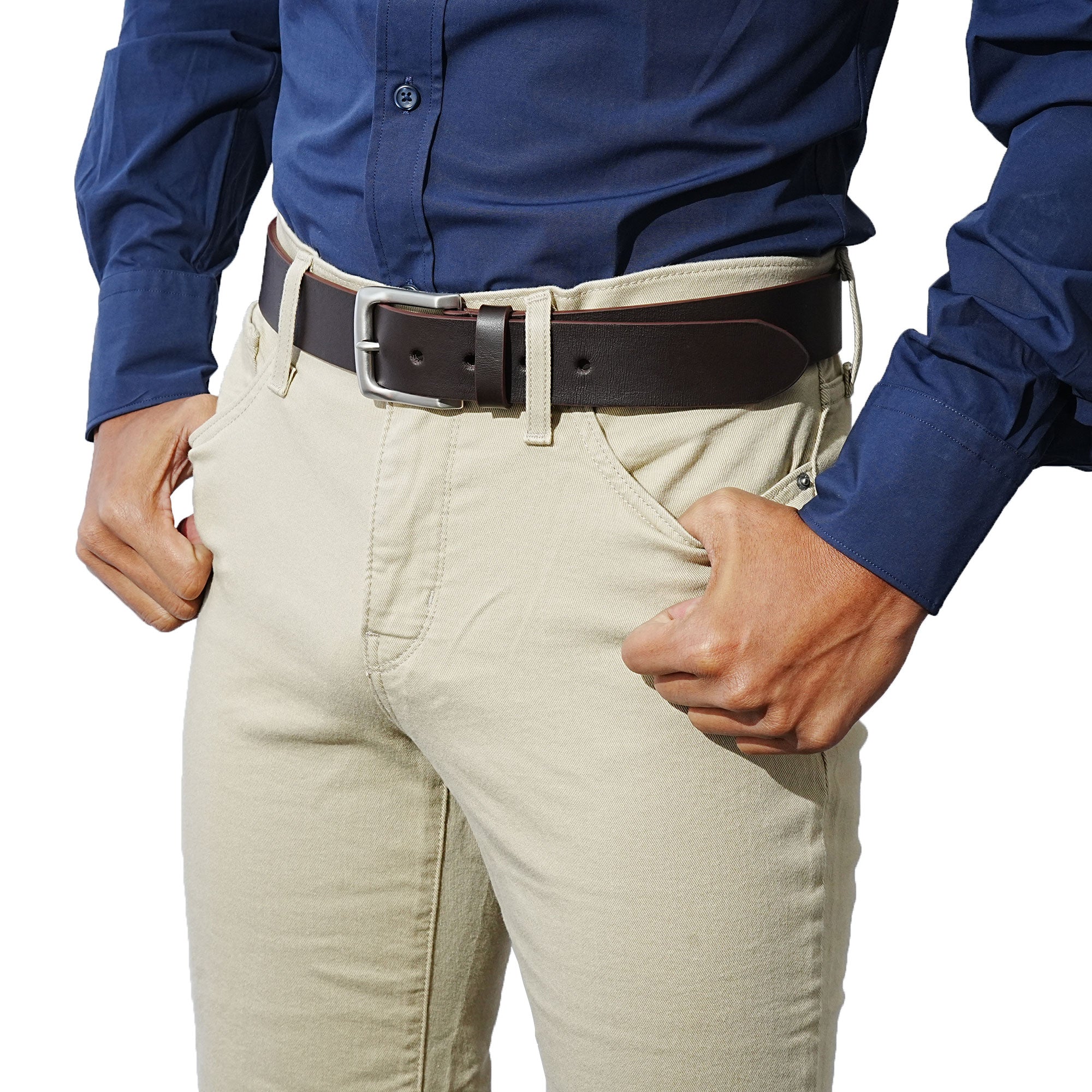 Brown belts for men that match jeans, chinos, or smart-casual outfits with ease.