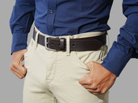 Crafted in Spain, brown leather belts for men. Classic everyday casual accessory.