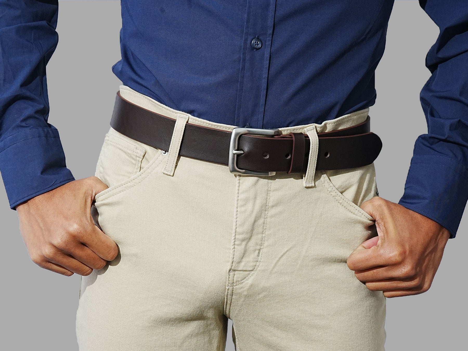 Brown belts for men that match jeans, chinos, or smart-casual outfits with ease.