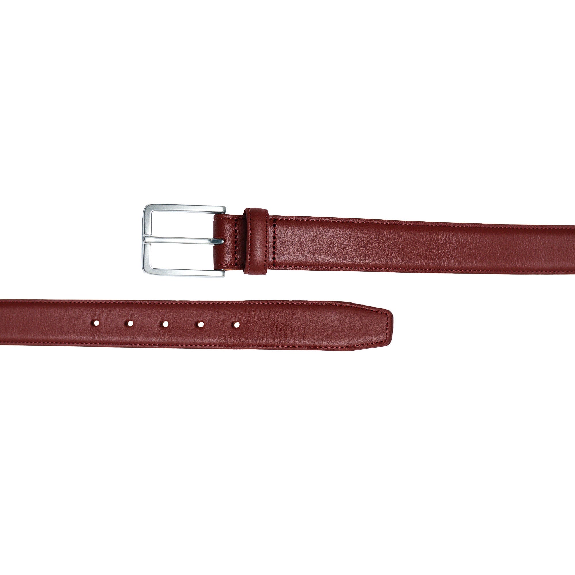 Classic burgundy belt for men. Works with slim trousers, suits, or special occasions.