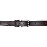 Crafted for dress or casual wear. Mens brown brogue belt in full grain calfskin. Looks great with denim.
