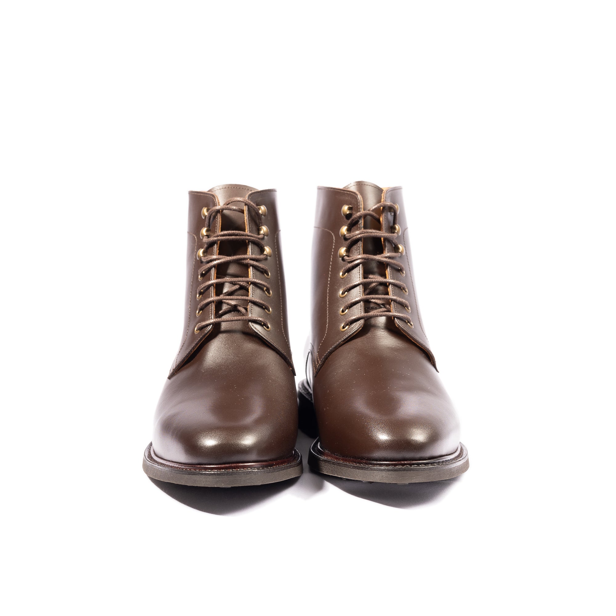 Mens brown leather dress boots made in Portugal with goodyear welt