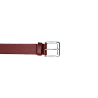 Shop handcrafted belts for men. The deep burgundy color complements your chinos.