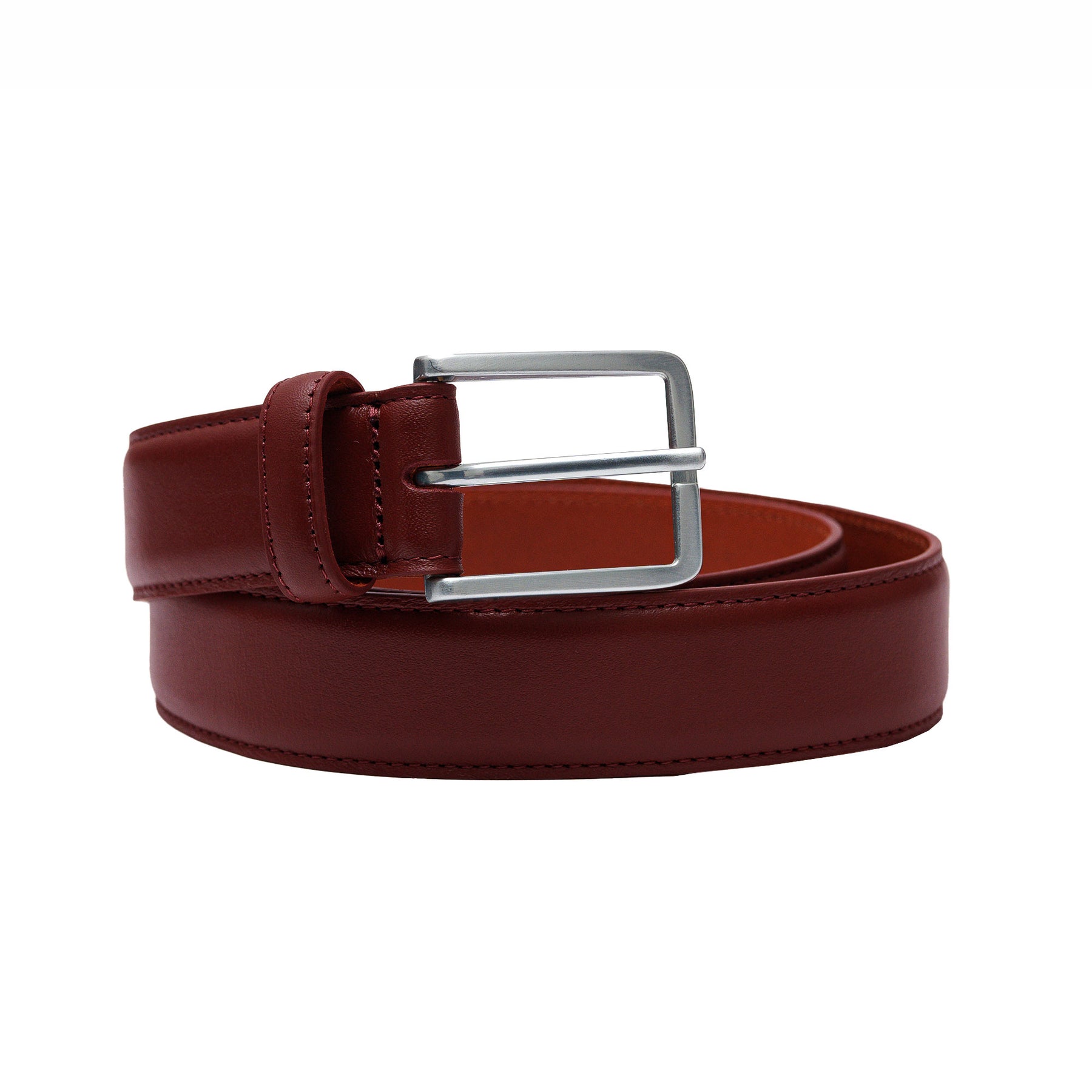 Burgundy Full Grain Leather Dress Belt 32mm - Spain - Sparrods & Co Burgundy Full Grain Leather Dress Belt 32mm - Spain - Sparrods & Co