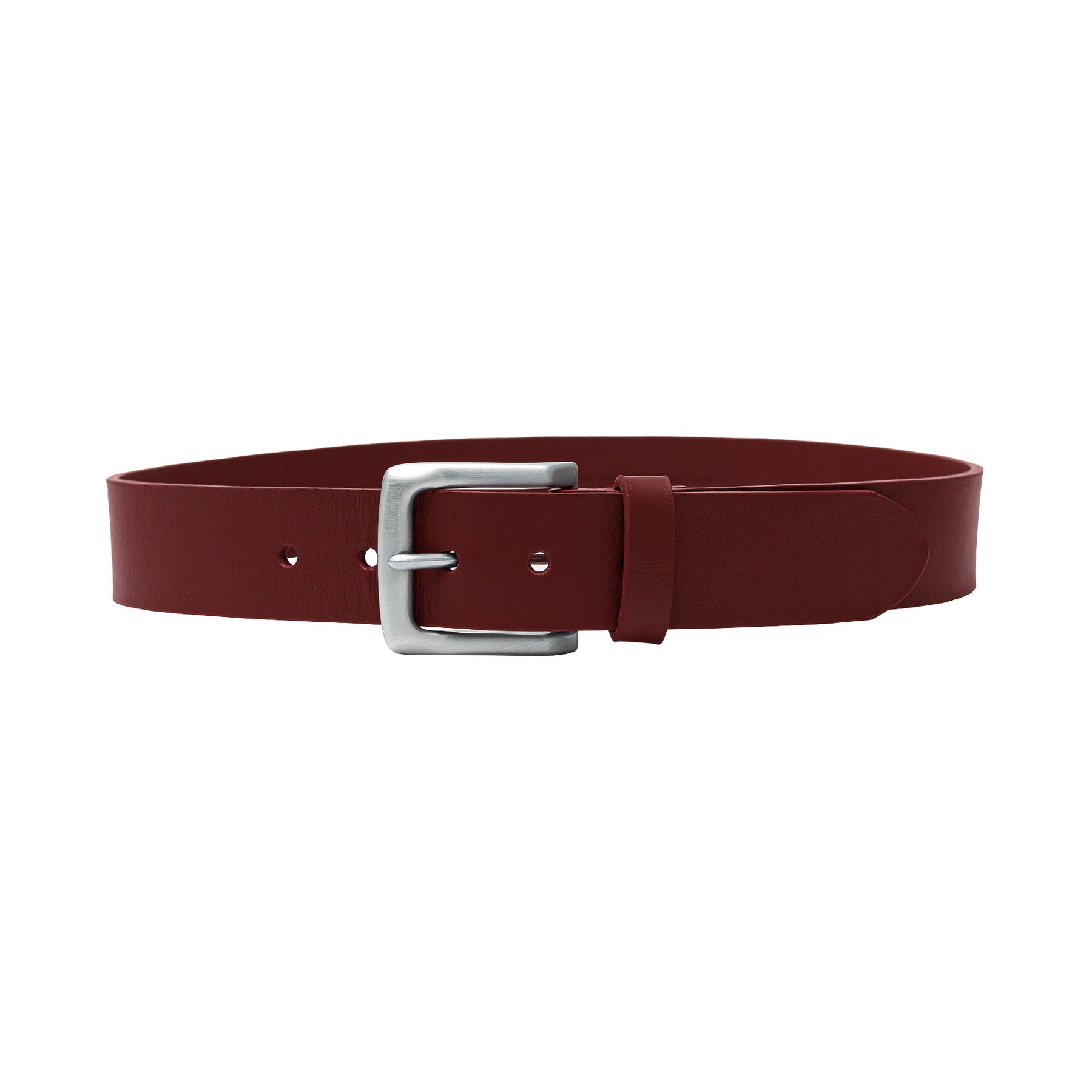 Handcrafted burgundy belt for men. The right accessory for your casual and dress pants.