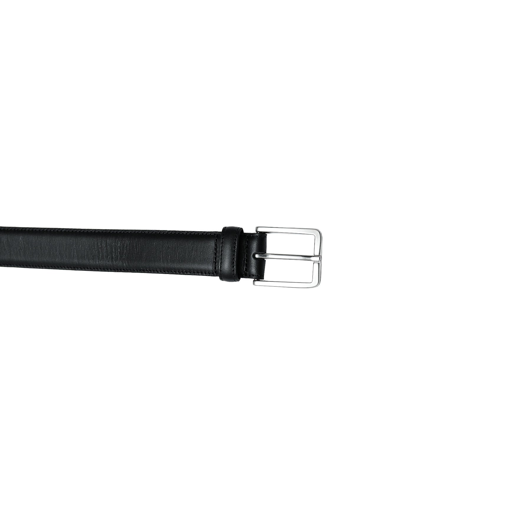 Black calf leather belt for men. Durable choice for suits, dress pants, and events.