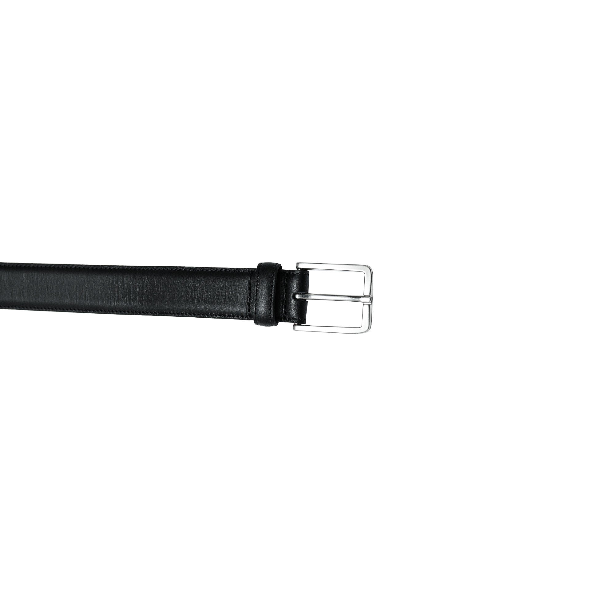 Black calf leather belt for men. Durable choice for suits, dress pants, and events.