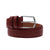 Men’s burgundy belt with brogue detail. Crafted in Spain. Match with dress trousers.