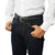 Elegant black leather belt for men. Style with suits, dress shoes, and crisp trousers.