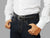 Classic men’s black belt. Pair with tailored trousers, smart shirts, and office outfits.