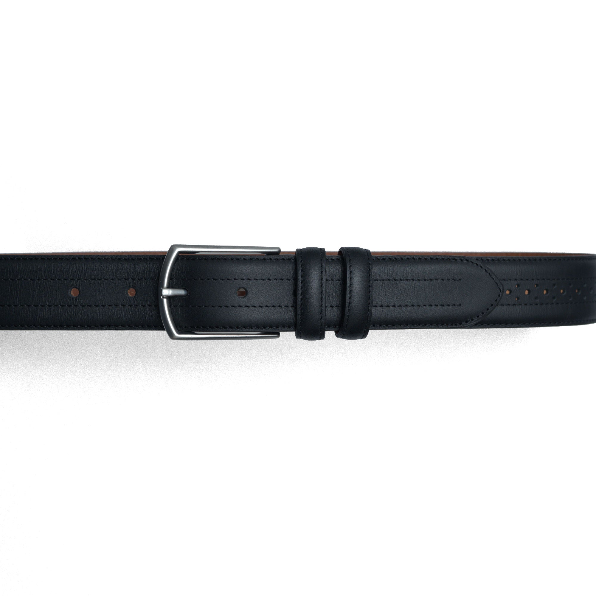 Shop black brogue belt. Crafted in Spain for a look that complements your wingtips or boots.