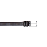A full grain belt for men. Built to last with a brogue detailing. Wear with formal pants