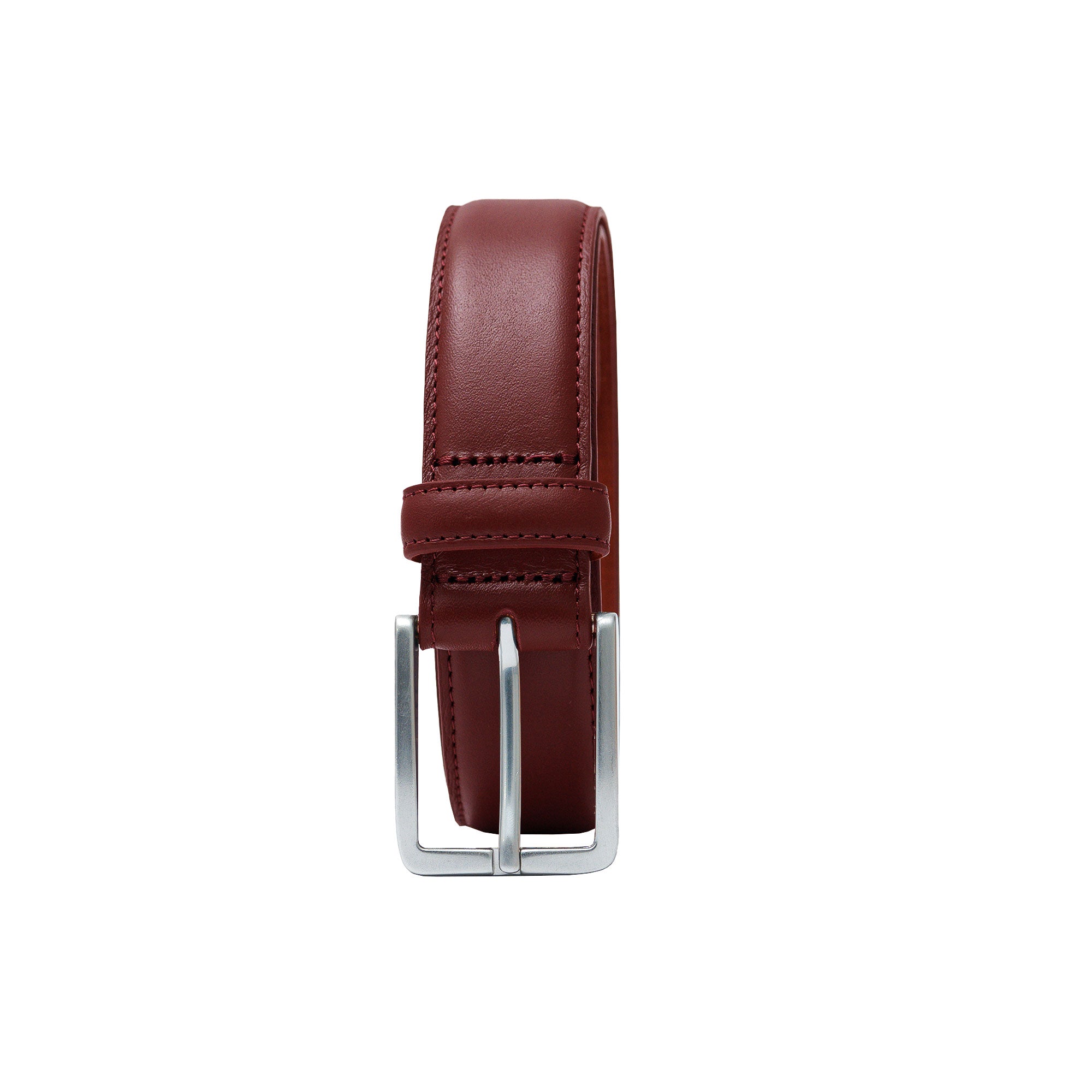 Elegant men’s burgundy belt. Perfect with business suits, trousers, or formal events.