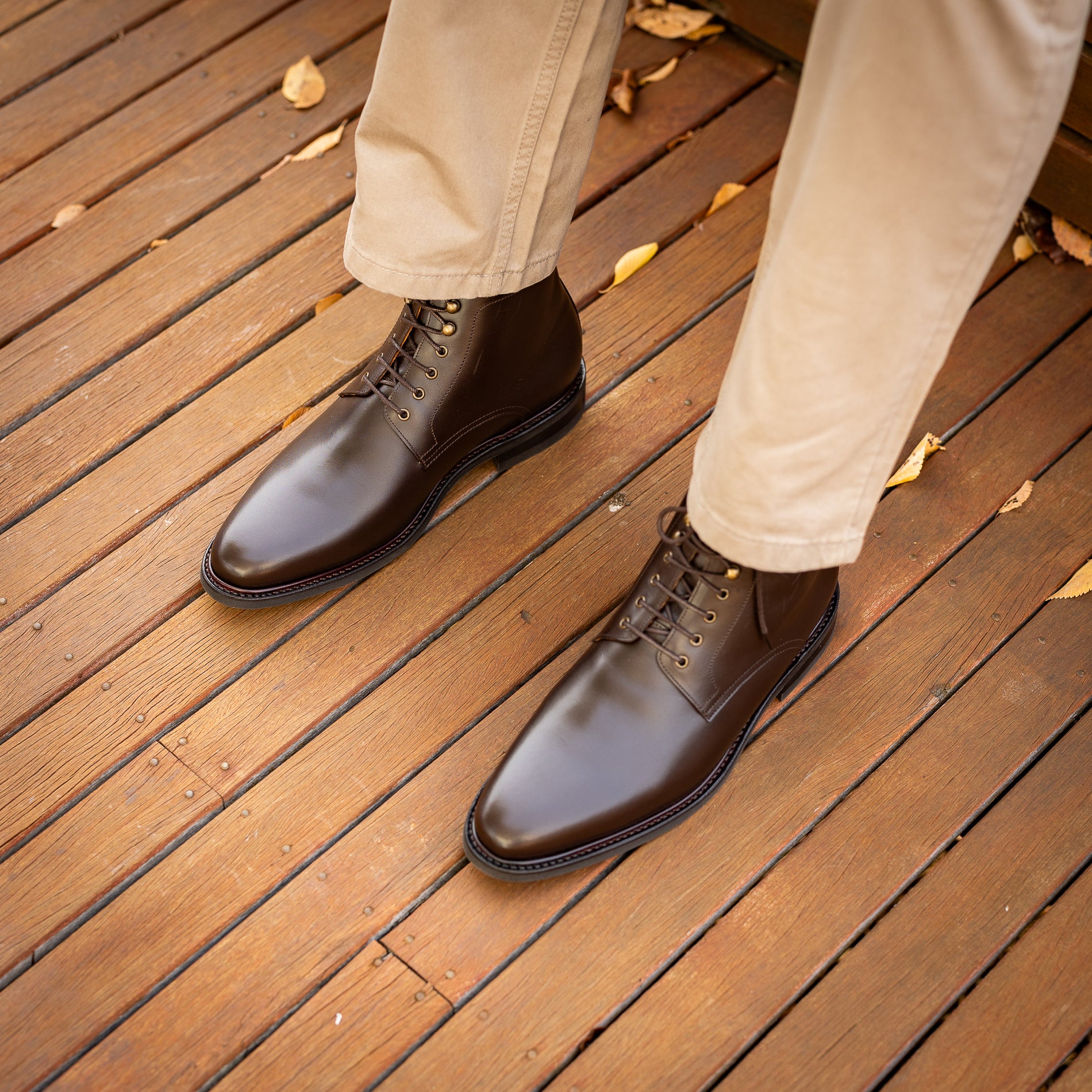 mens summer dress boots Brown Goodyear Welt Lace Up Boots - Portugal