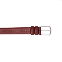 Brogue belt in burgundy. Solid leather for weddings, office, or date nights.