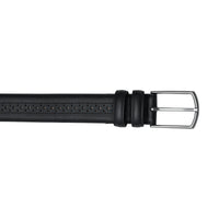 real leather belts with brogue perforations and metal buckles