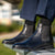 The Safari black chelsea boots, best men boot paired with blue tailored chinos