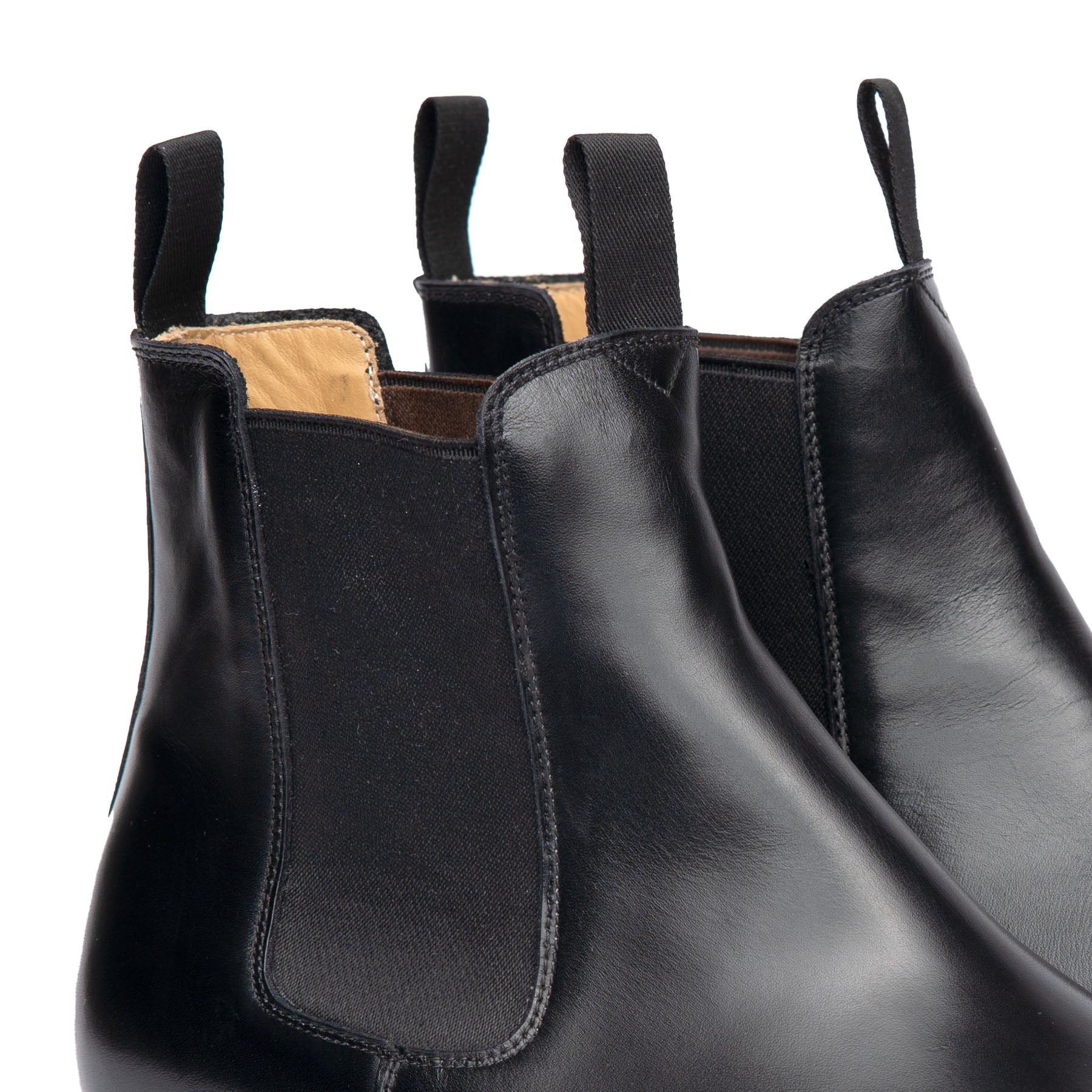 The Safari Chelsea boot made from single aniline dyed box calfskin leather with black elastic side panel