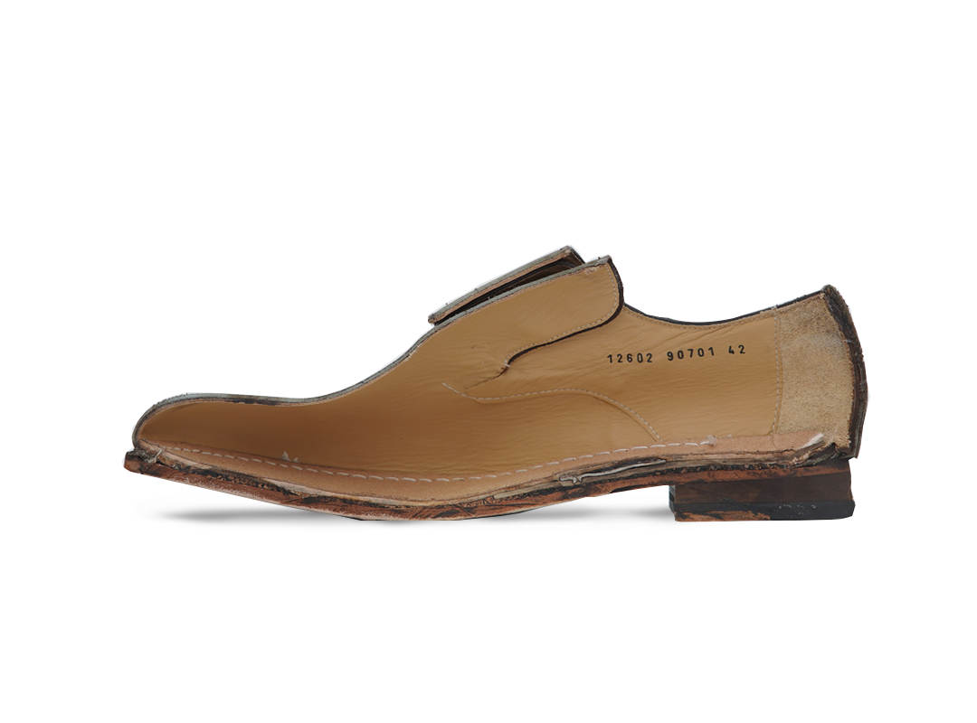 Natural full grain calf leather stitched directly to the midsole with strong stitching and midsole loaded with natural cork and steel shank