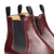 The Safari Chelsea boot in burgundy crafted from natural box calfskin leather with black elastic side panel