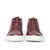 The Explorer high top leather sneakers in burgundy, designed and crafted with footbed with antimicrobial foam and brace eyelets