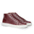 The Explorer designer hi-top leather sneakers in burgundy for men, with box calf leather for the upper and leather insole