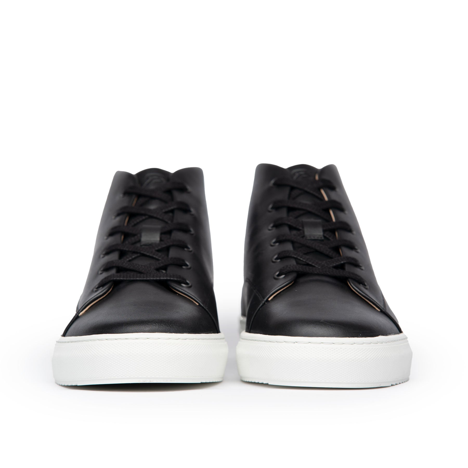 The Explorer front lace up fastening leather sneakers in black with 100% waxed cotton laces