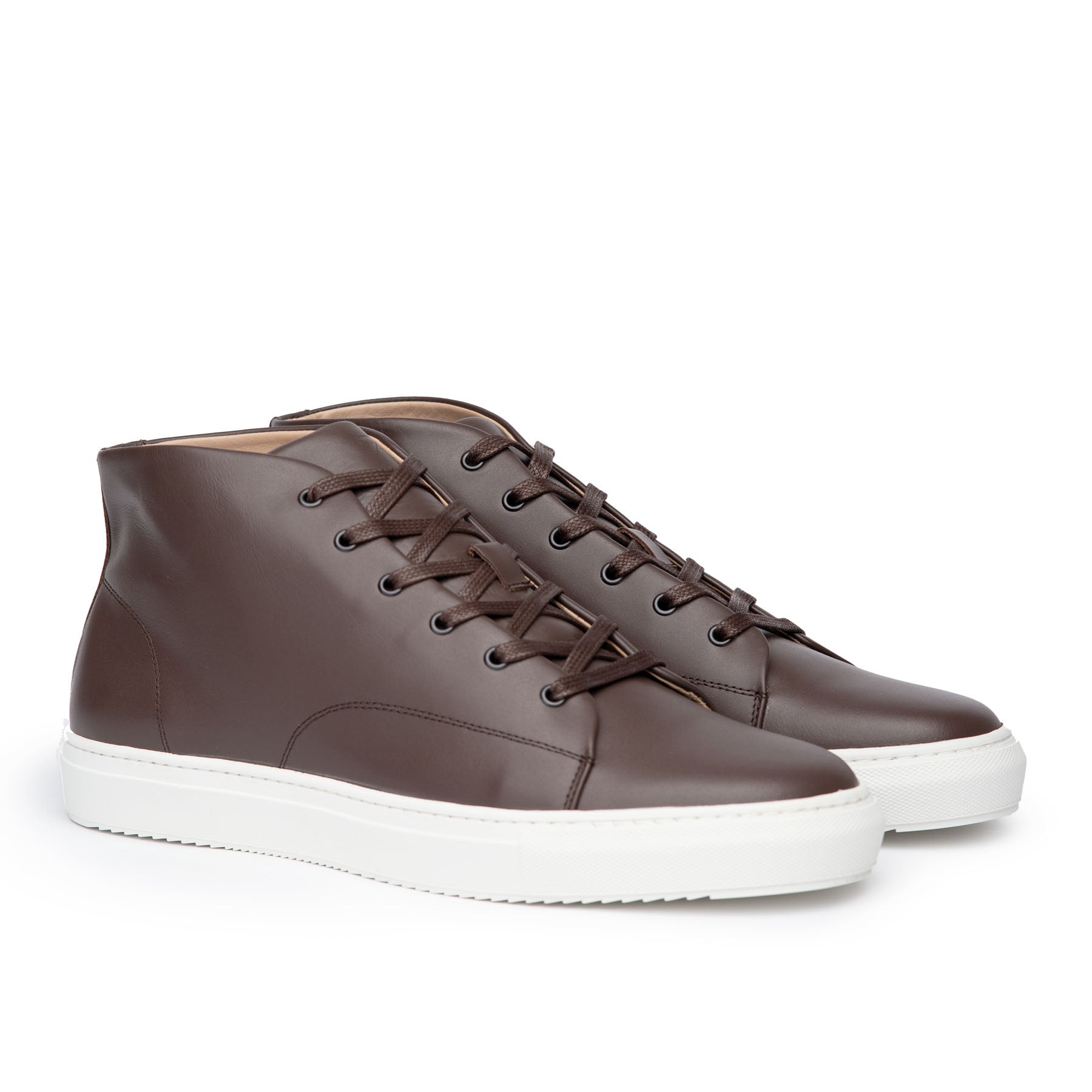 The Explorer handmade leather high top sneakers in dark brown