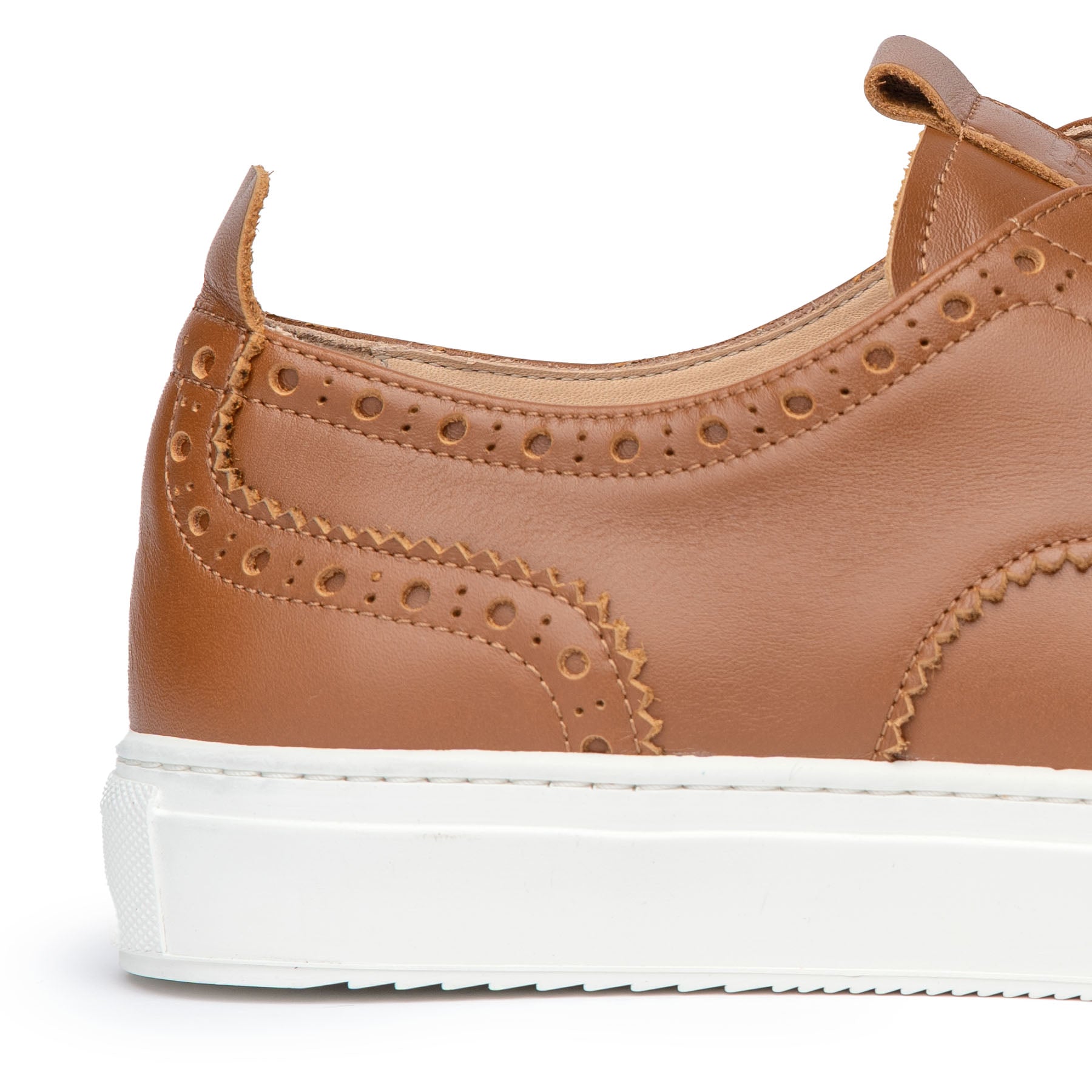 The Alpha designer brogue trainers in tan with memory footbed for comfort