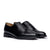 The Kingston oxford wholecut leather shoes in black with 5 eyelets and suede finish at the heel cap 