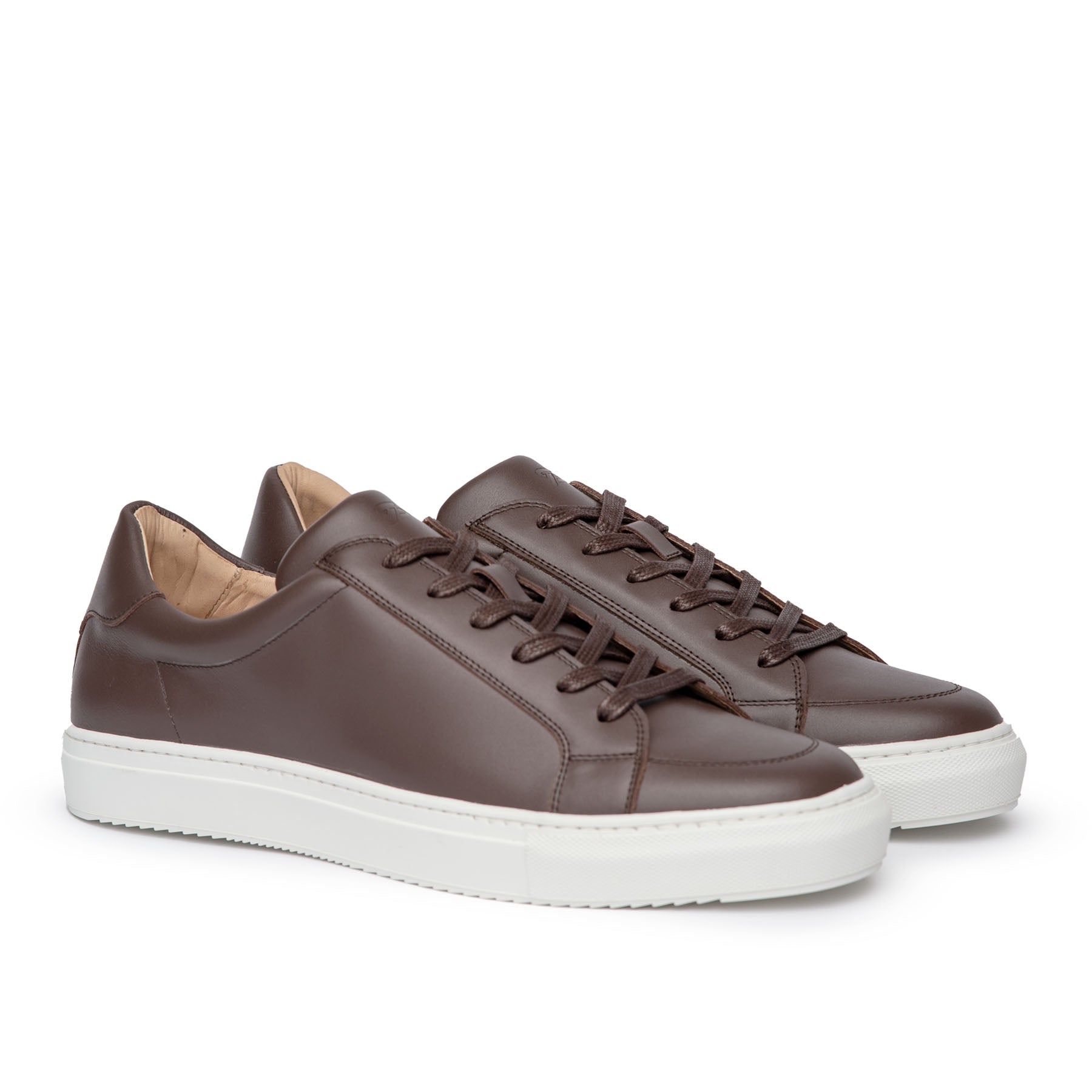 The Vin low top sneakers, smooth dark brown full grain calfskin leather upper with rubber sole, finest shoes for men