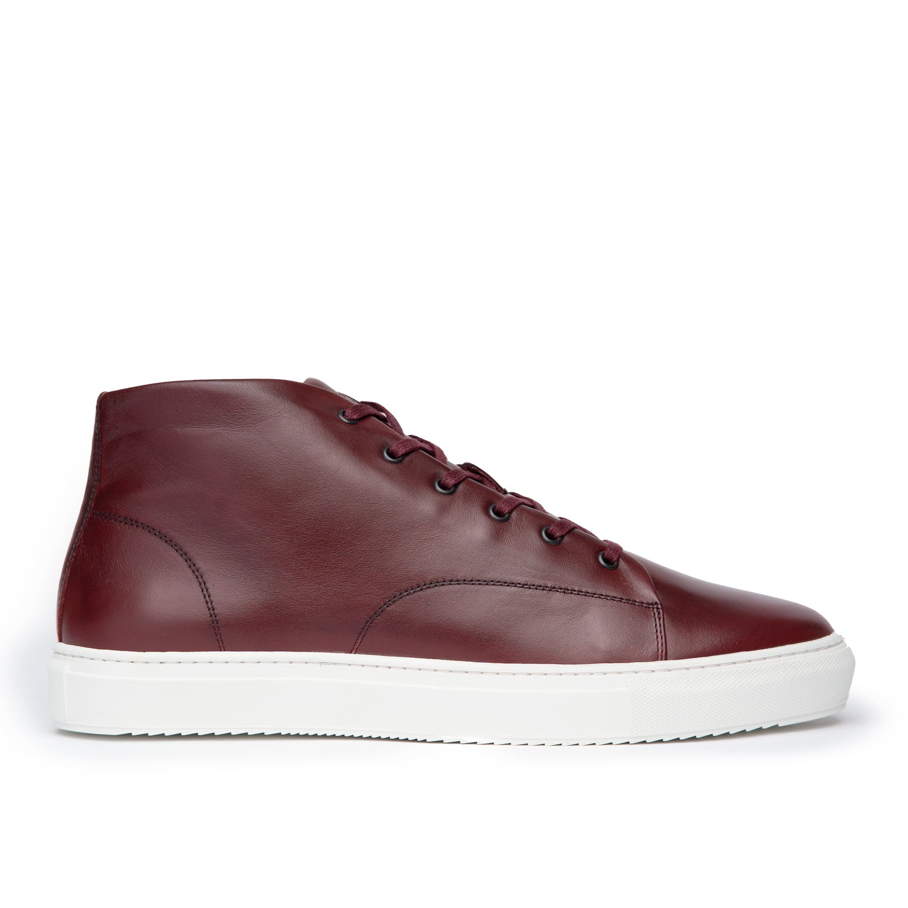 The Explorer high top leather sneakers in burgundy, best men sneakers to wear with casual outfit