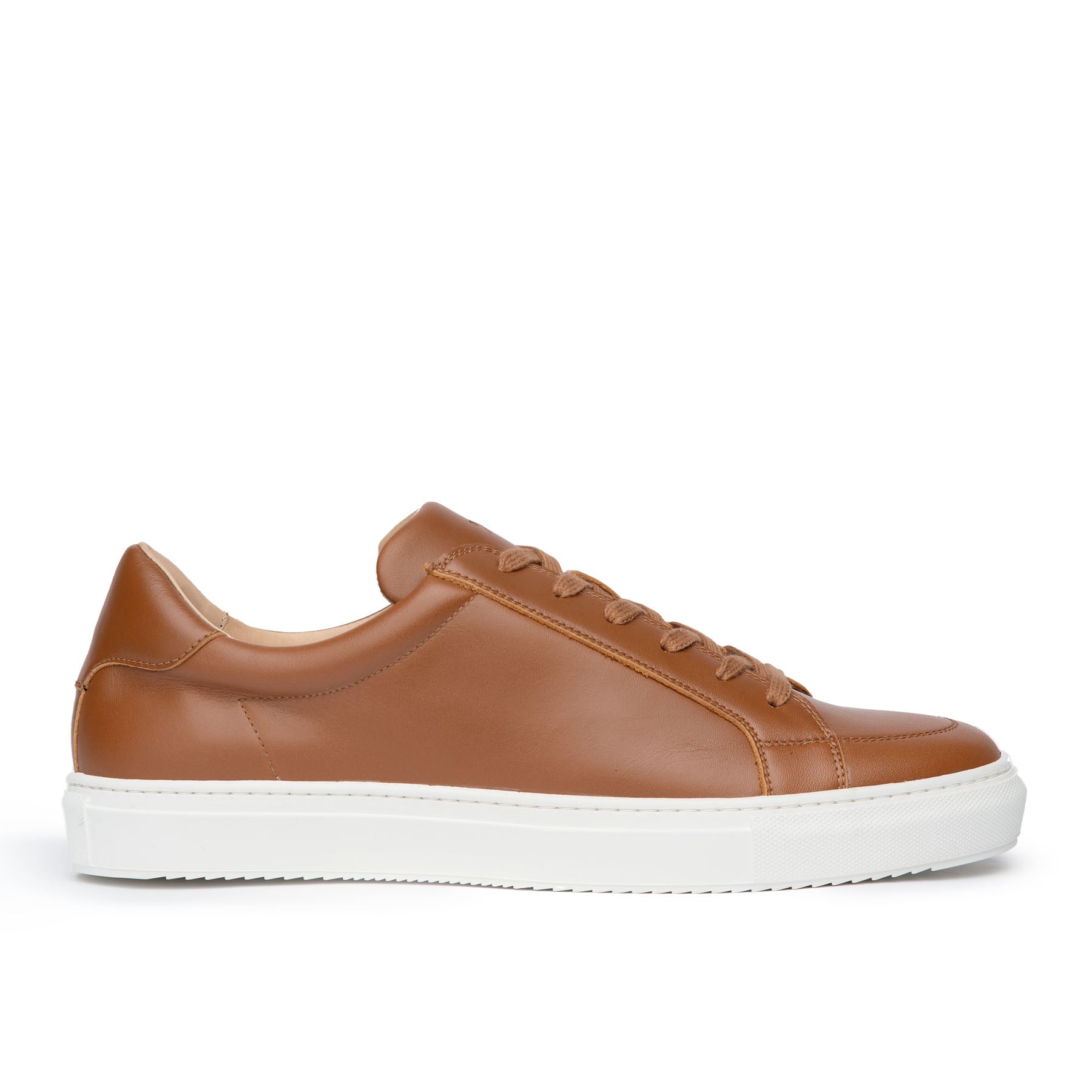 The Vin low top leather sneakers in tan, designed and crafted with soft Italian leather and 100% cotton waxed lace