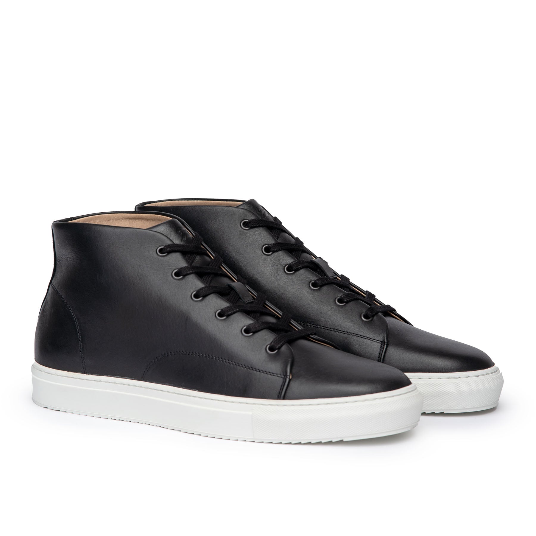 Shop best mens high top sneakers made in Portugal using full grain leather and sidewall stitched construction.