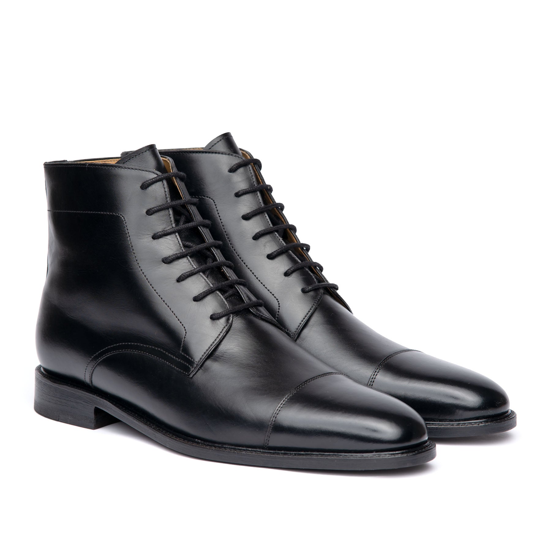 Black Plain Toe Leather Dress Boots - Portugal - Sparrods & Co Black Plain Toe Leather Dress Boots - Portugal - Sparrods & Co