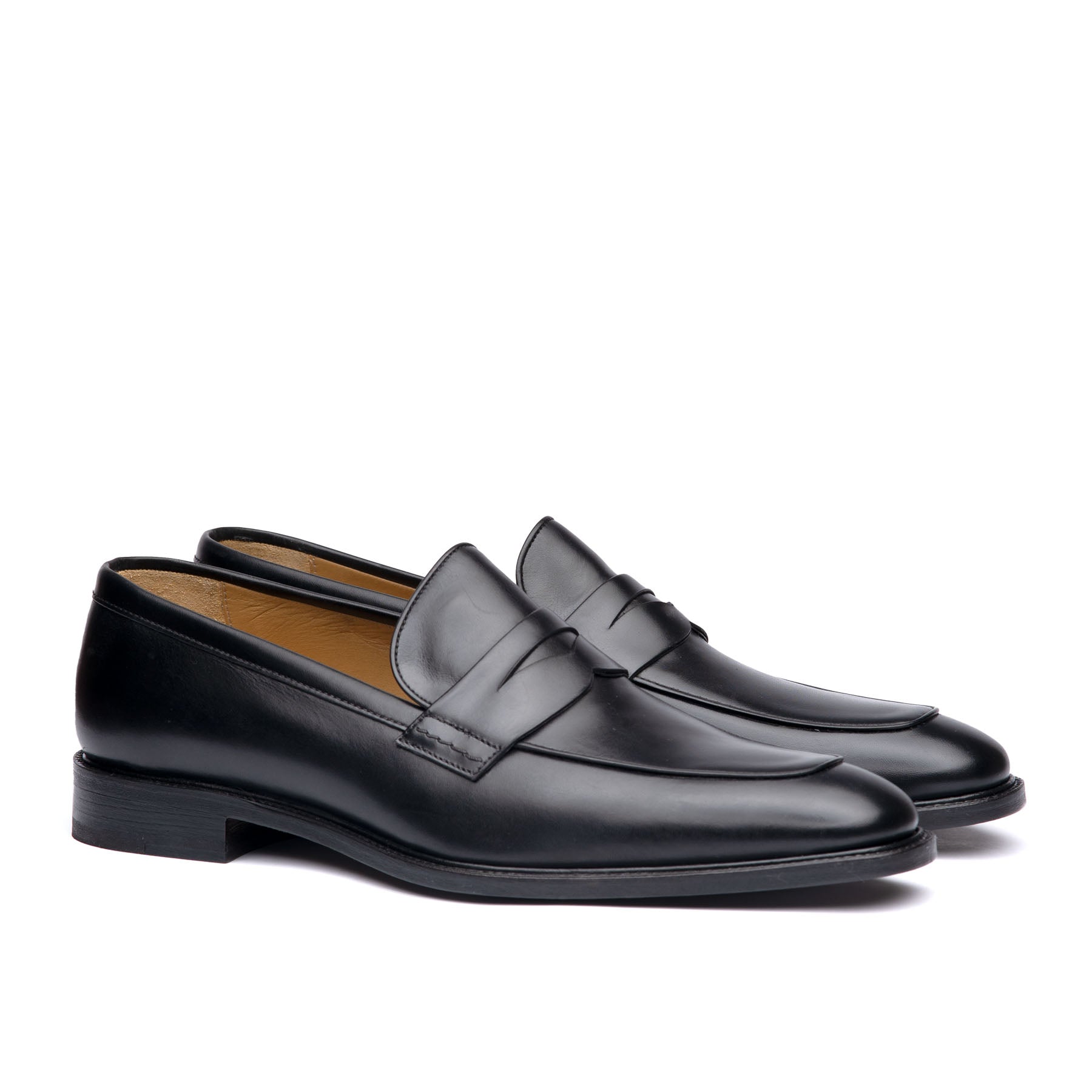 Black loafers for men, crafted with calfskin leather and fully lined for comfort.