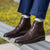 Mens brown dress boots paired with smart casual outfit 