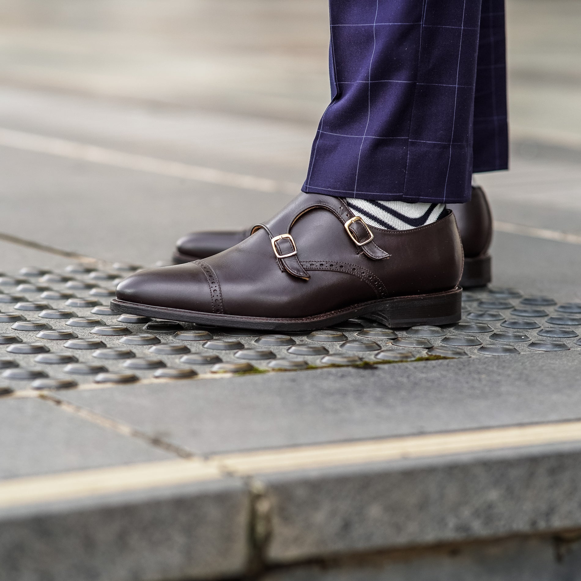 Brown Leather Double Monk Strap Shoes - Portugal