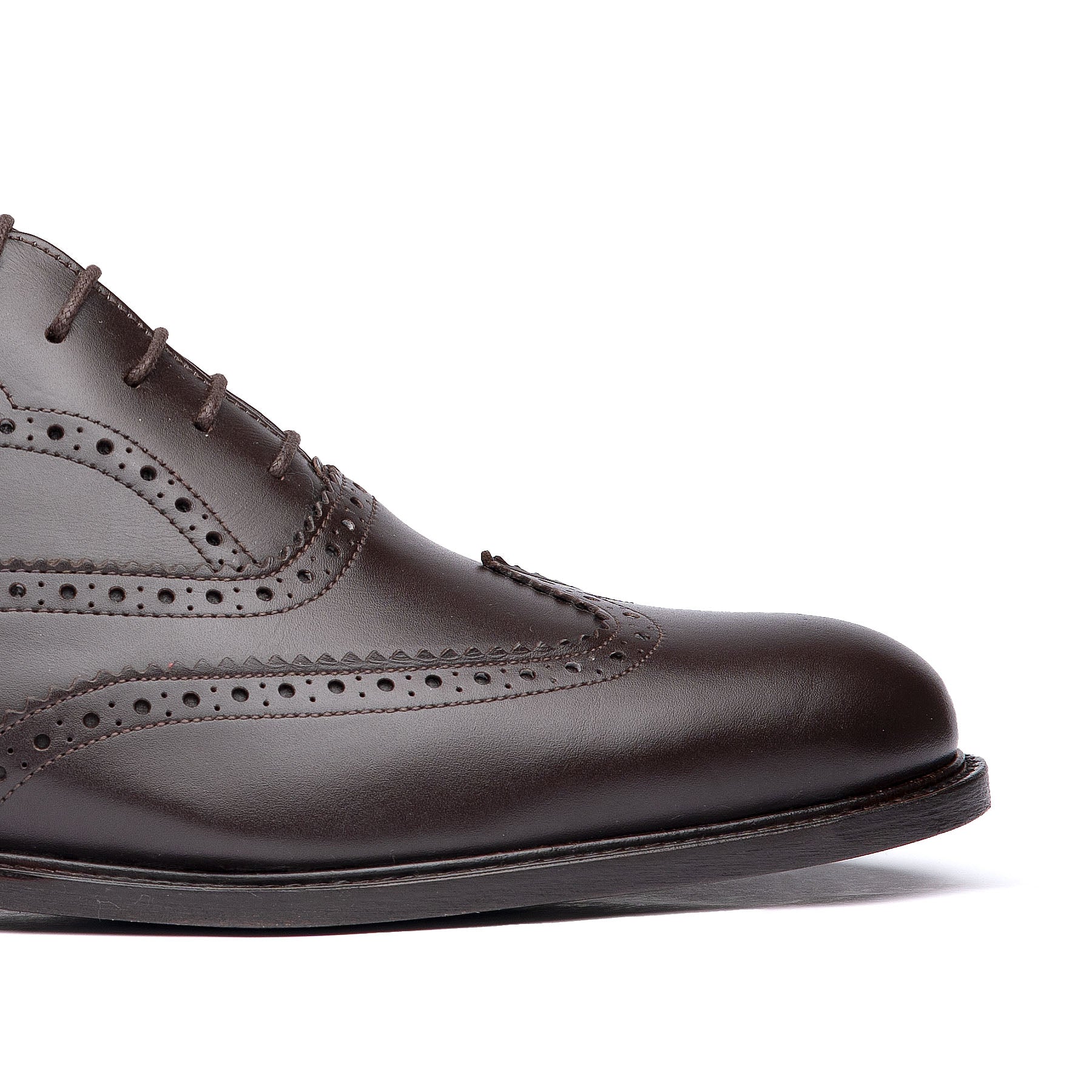 Mens brown brogue shoes with box calf leather upper  and welt for durability