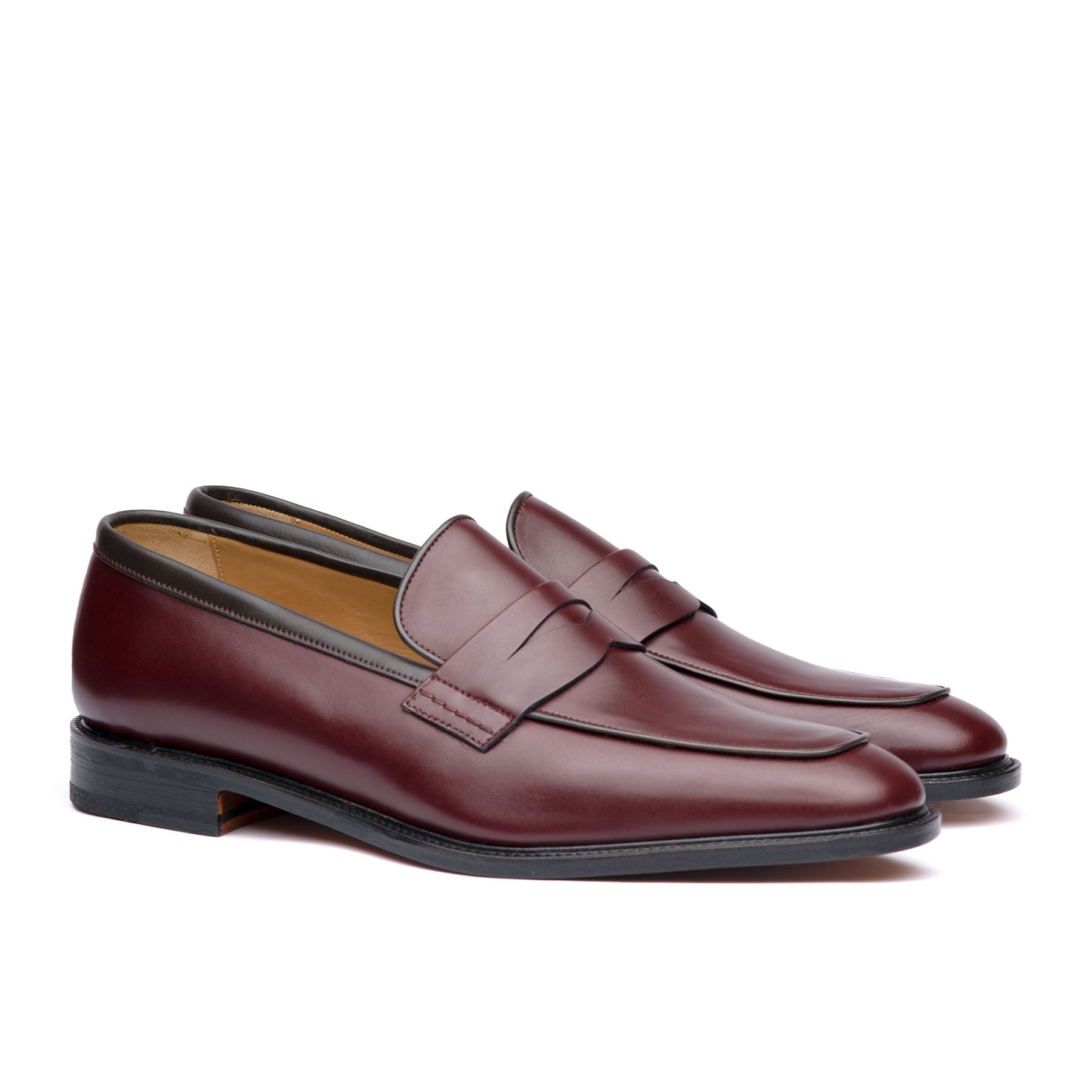 Burgundy penny loafer made using box calf leather in Portugal. Best men casual shoes