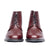 Mens brogue boots in oxblood, almond with beautiful patina and lace up fastening.